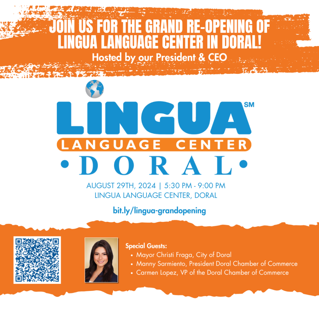 Grand Reopening of Lingua Language Center in Doral Banner