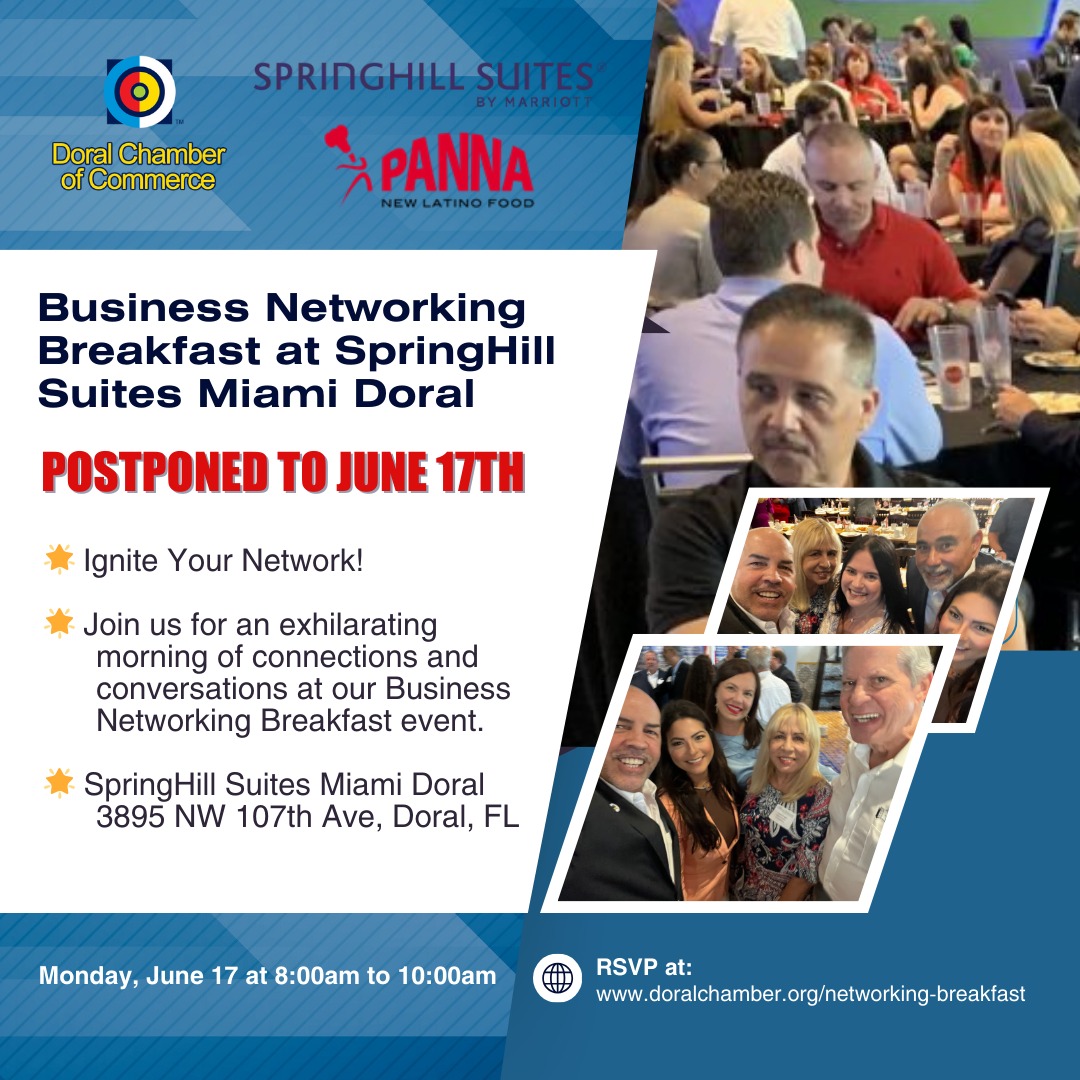 Business Networking Breakfast at SpringHill Suites Miami Doral. Banner