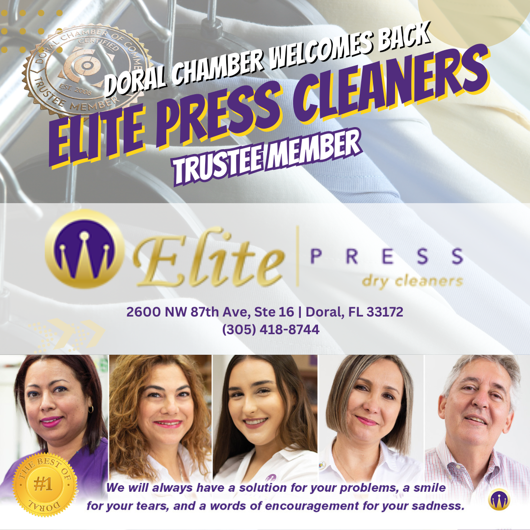 Doral Chamber Welcomes Elite press cleaners Banner