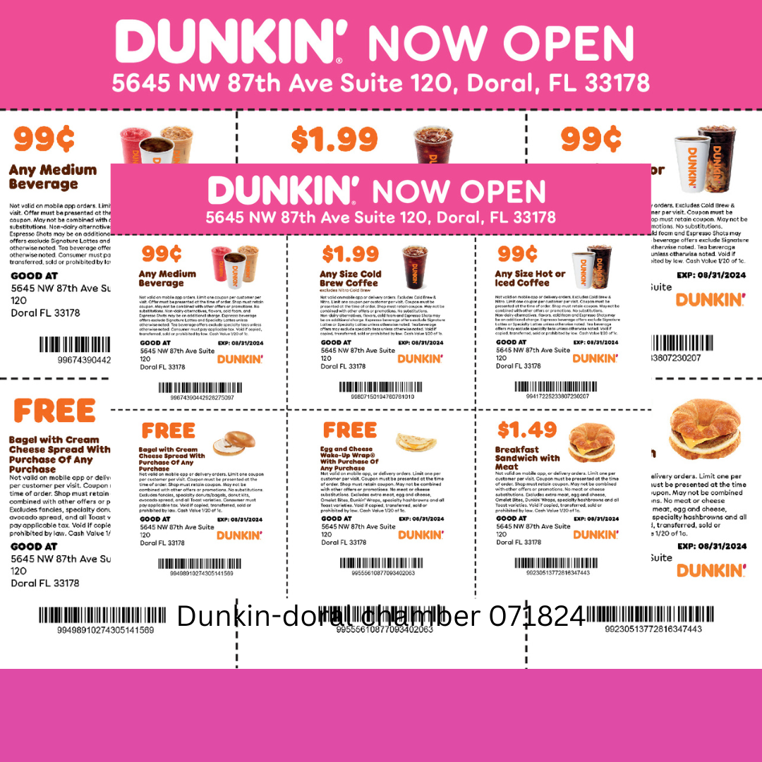 Join Us for the Grand Opening of ﻿Dunkin' Donuts in Doral Location!